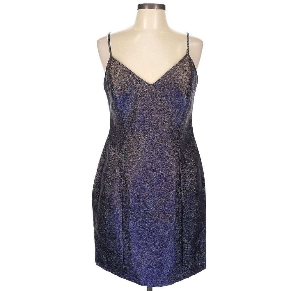 Topshop Glitter Metallic Blue Copper Sparkle Slip Mini Dress NWT Women's Size 10